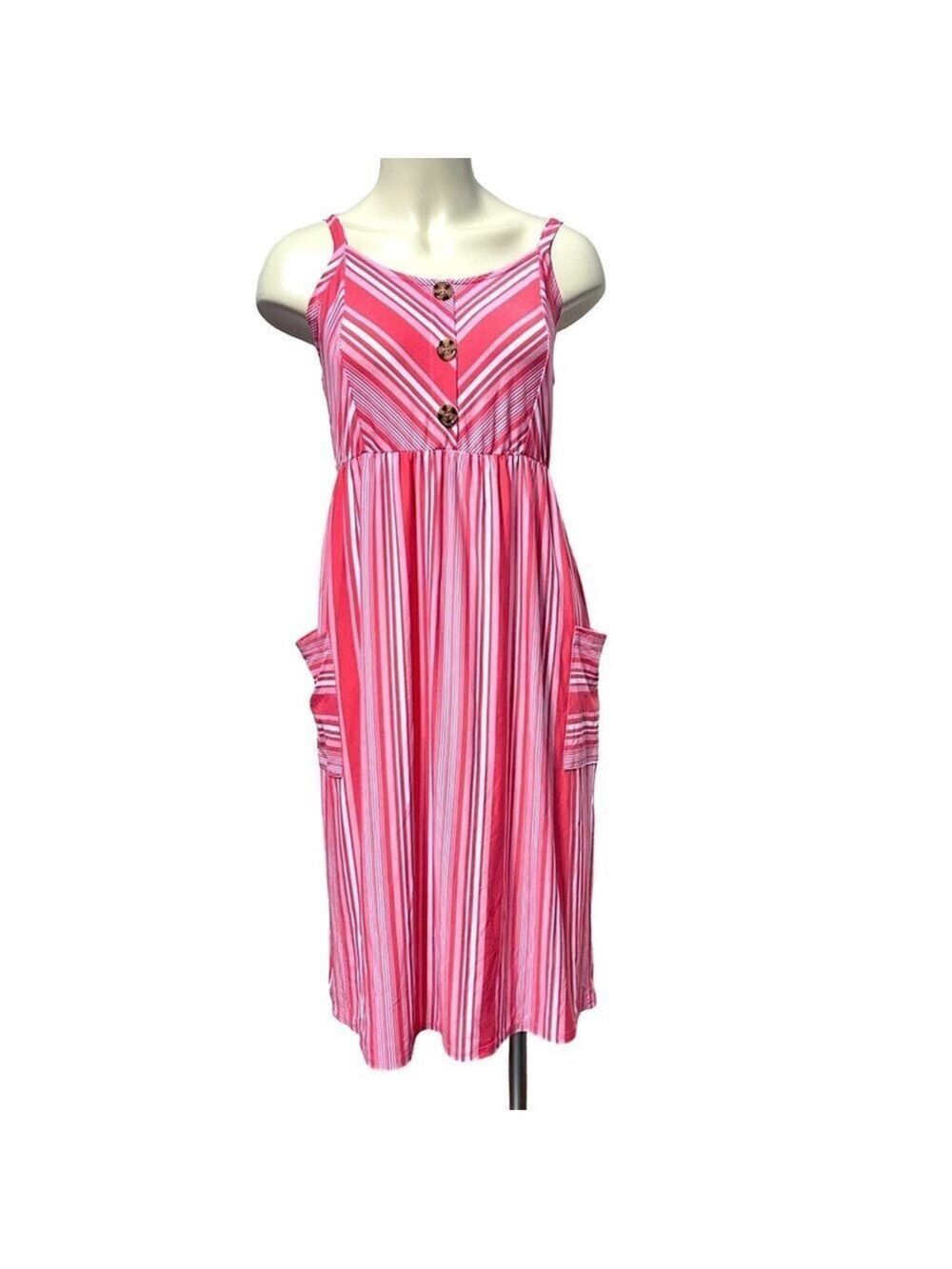Bobbie Brooks Dress, Pink & White Striped, Size M